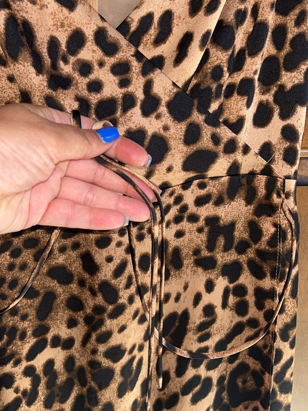 Lulus Mischievous Me Leopard Print Satin Maxi Dress L Faux Wrap Tie Back L - Picture 12 of 17